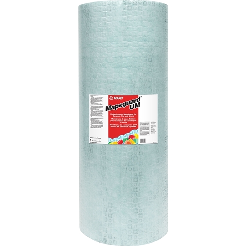 MAPEI 2850930 Mapeguard UM Underlayment Membrane, 323 sq-ft Coverage Area, 98.4 ft L, 39.4 in W, 1/64 in Thick Green/White