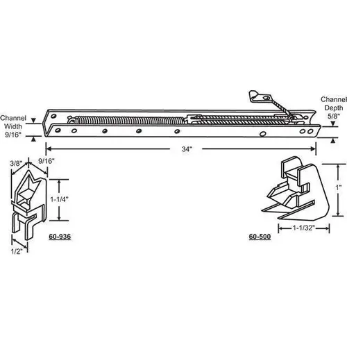 34in Window Channel Balance 60-500A/936A ATTD HWB-YO503-5/8B-3350