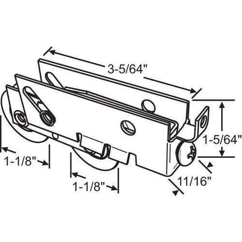 Tandem Wheel Roller Assy 1-1/8 STEEL WHEELS PDR223 1 1/8