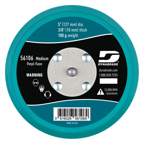 Disc Pad, 5", Vinyl-Face, Non-Vacuum, Medium Density for use with Dynabrade 59005, 59020, 59035, model 56106