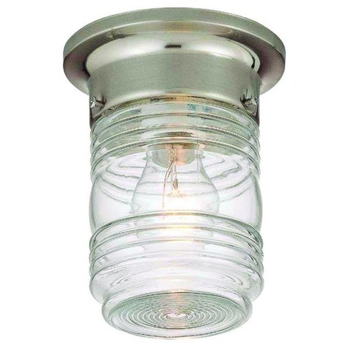 Hardware House 54-4700 Outdoor Utility Ceiling Fixture 8" with White Glass & Satin Aluminum Finish