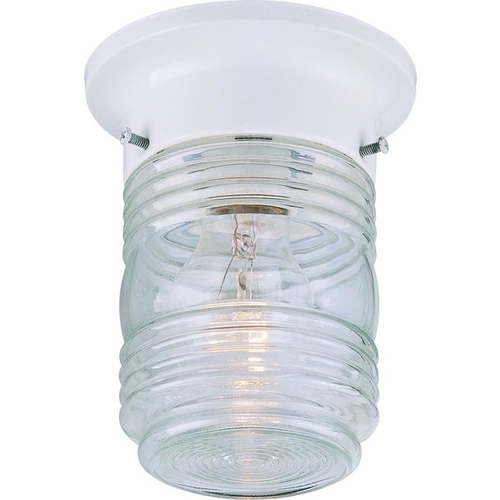 Outdoor Utility Ceiling Fixture 8" White Glass & White Finish