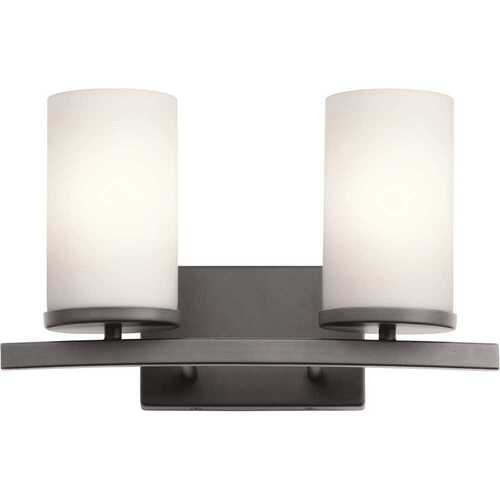 Crosby 2-Light Vanity, Damp Rated, Dimmable, 15"w X 8.75"h, Matte Black
