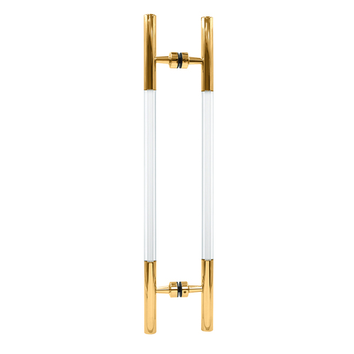 CRL CA18X18BR Polished Brass 24-1/2" Overall Length Glass Mounted Ladder Style Pull Handle with Acrylic Semi-Inserts