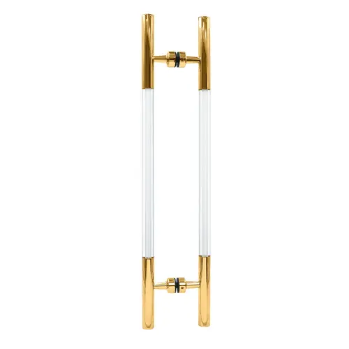 CRL CA18X18BR Polished Brass 24-1/2" Overall Length Glass Mounted Ladder Style Pull Handle with Acrylic Semi-Inserts