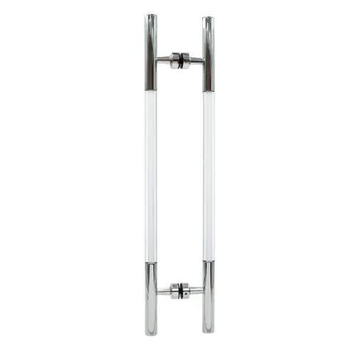 Polished Stainless 24-1/2" Overall Length Glass Mounted Ladder Style Pull Handle with Acrylic Semi-Inserts