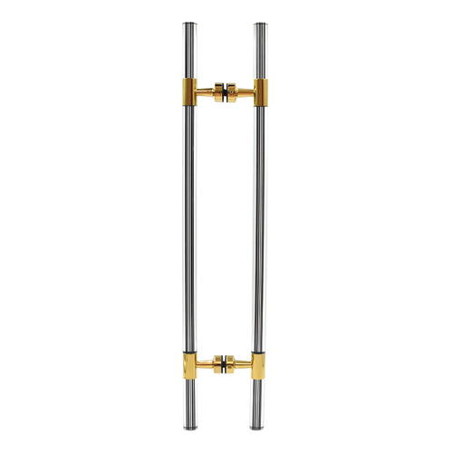 CRL CB18X18BR Polished Brass 27" Overall Length Glass Mounted Ladder Style Pull Handle with Acrylic Full Inserts