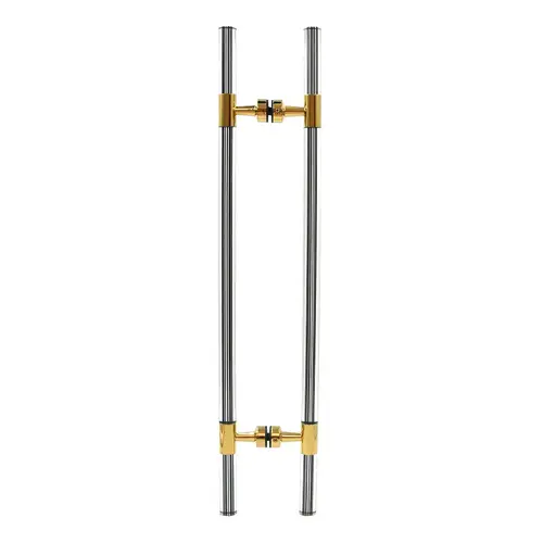 CRL CB18X18BR Polished Brass 27" Overall Length Glass Mounted Ladder Style Pull Handle with Acrylic Full Inserts