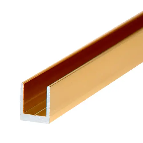 Brite Gold Anodized 1/4" Single Aluminum U-Channel  48" Stock Length - pack of 10