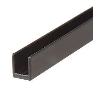 CRL D631BL Black 1/4" Single Aluminum U-Channel 144" Stock Length