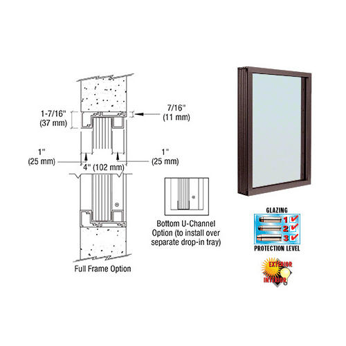 CRL N1VEDU Duranodic Bronze Aluminum Narrow Inset Frame Exterior Glazed Vision Window