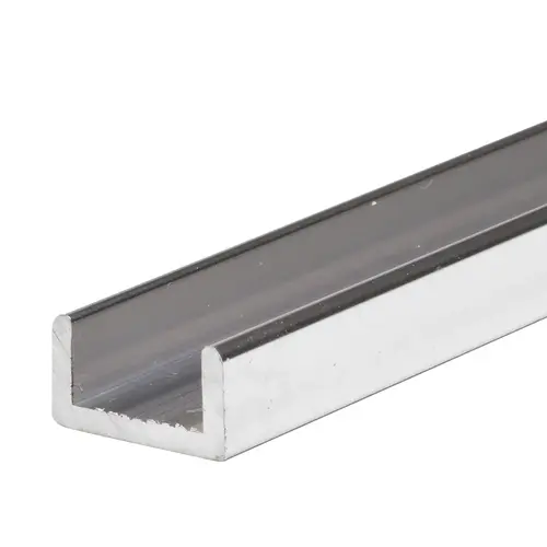 Brite Anodized Frameless Shower Door Aluminum Regular U-Channel for 1/2" Thick Glass - 95" Stock Length