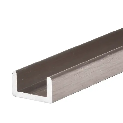 Brushed Nickel Frameless Shower Door Aluminum Regular U-Channel for 1/2" Thick Glass -  72" Stock Length - pack of 10