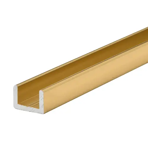 Brite Gold Anodized Frameless Shower Door Aluminum Regular U-Channel for 3/8" Thick Glass -  48" Stock Length