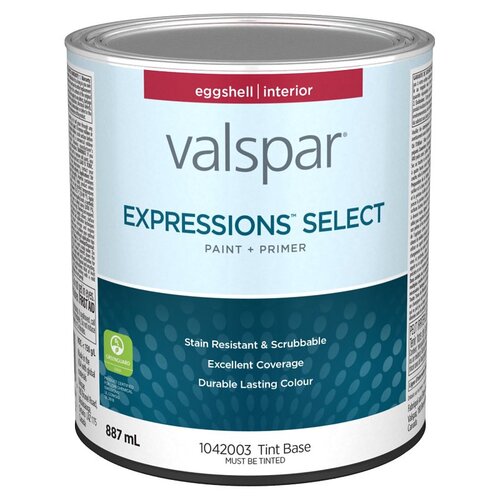 Expressions Select 029.1042003.005 Interior Paint and Primer, Eggshell, Tint Base, 1 qt, 37 sq-m Coverage Area