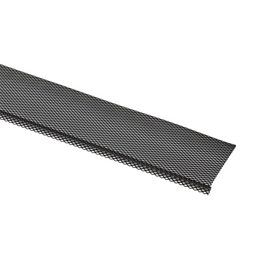 Lock-On Gutter Guard, 4 ft L, 5 in W, Steel, Black, Galvanized