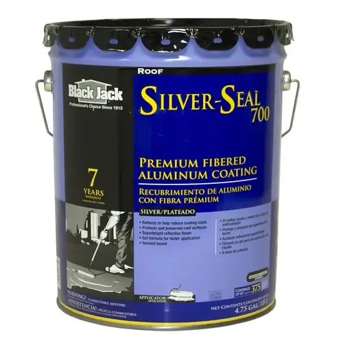 AP-208 Series Fibered Aluminum Roof Coating, Bright Silver, 4.75 gal, Pail, Liquid