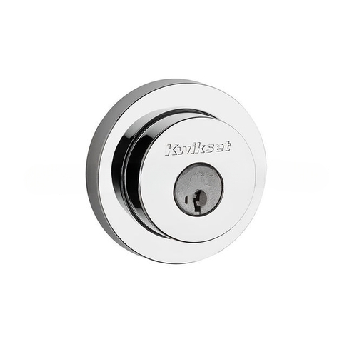 Kwikset 159RDT-26S Milan Round Double Cylinder Deadbolt SmartKey with RCAL Latch and RCS Strike KA3 Bright Chrome Finish