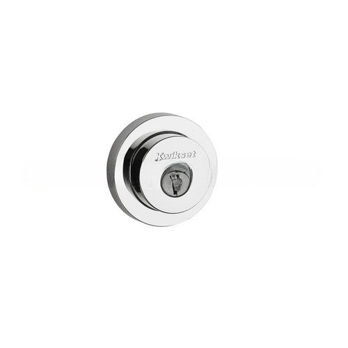 Milan Round Single Cylinder Deadbolt with RCAL Latch and RCS Strike KA3 Bright Chrome Finish