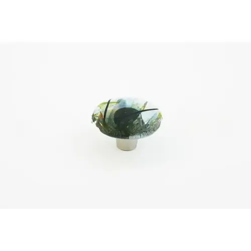 1-1/2" Round Glass Ice Cabinet Knob Turquoise Finish