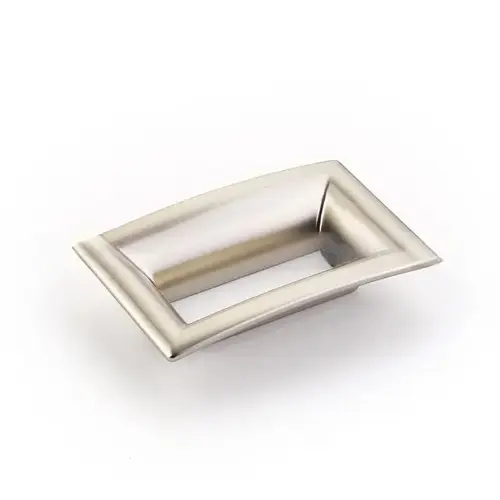 64mm Center to Center Flared Rectangular Finestrino Cabinet Pull Satin Nickel Finish