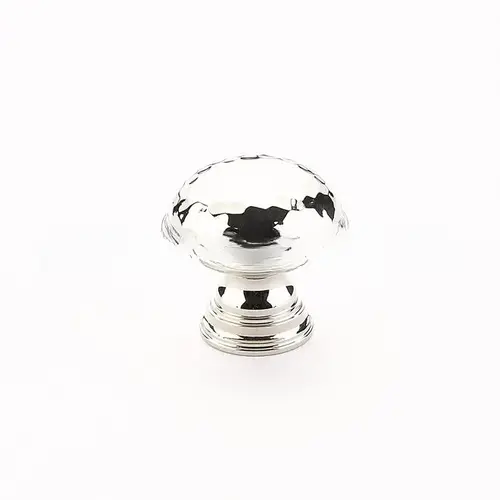 1-1/4" Atherton Hammered Plain Edge Cabinet Knob Polished Nickel Finish