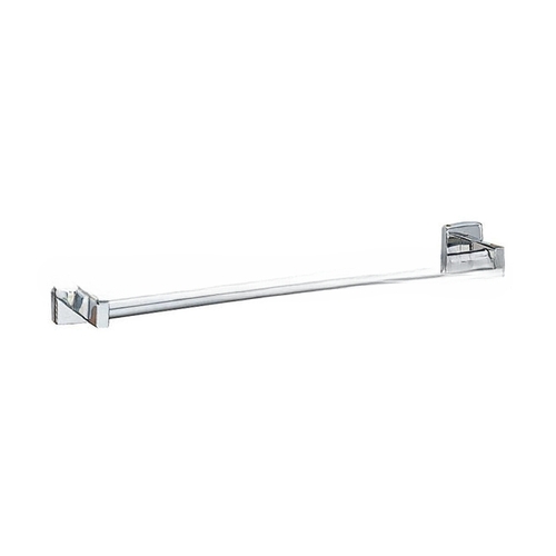 Bobrick B67418 18" Surface Mounted Square Rose Round Towel Bar Bright Stainless Steel Finish