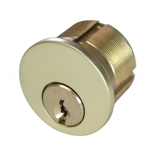 Keyed Alike K2 1-1/8" Mortise Cylinder with Schlage C Keyway and Straight Cam Bright Brass Finish