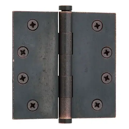 4" x 4" Mortise Square Hinge Non-Removable Pin Distressed Oil Rubbed Bronze Finish