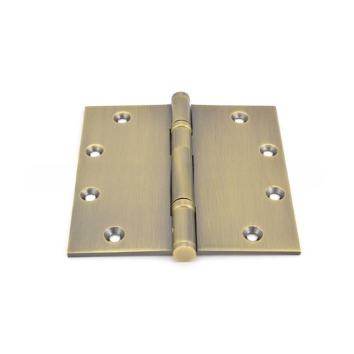 5" x 5" Ball Bearing Mortise Square Hinge Non-Removable Pin Antique Brass Finish