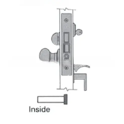 Left Hand Reverse Emergency Egress Entry Handleset by Knob 2-3/4" Backset Mortise Lock Body Unlacquered Brass Finish