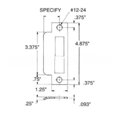 Right Hand 2-1/4" Extended Lip ASA Strike For 2-3/4" Backset Deadbolt Only Satin Brass With Brown Finish