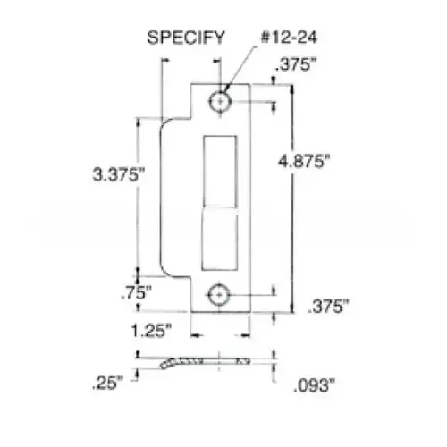 Right Hand 1-7/8" Extended Lip ASA Strike For 2-3/4" Backset Latch, Deadbolt, Auxiliary Latch Antique Brass Finish