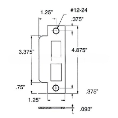 Right Hand ASA Strike For 2-3/4" Backset Latch and Deadbolt Vintage Brass Finish