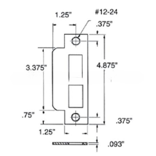 Left Hand ASA Strike For 2-3/4" Backset Latch, Deadbolt, Auxiliary Latch Bright Chrome Finish