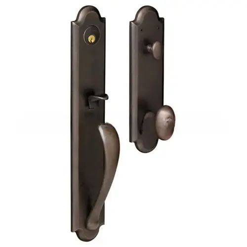 Right Hand Lever Full Dummy Boulder Full Escutcheon Handleset Distressed Oil Rubbed Bronze Finish