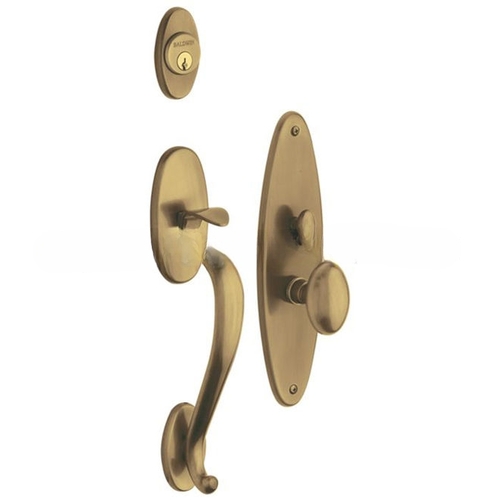 Lexington Double Cylinder Entry Mortise Trim Satin Brass With Brown Finish