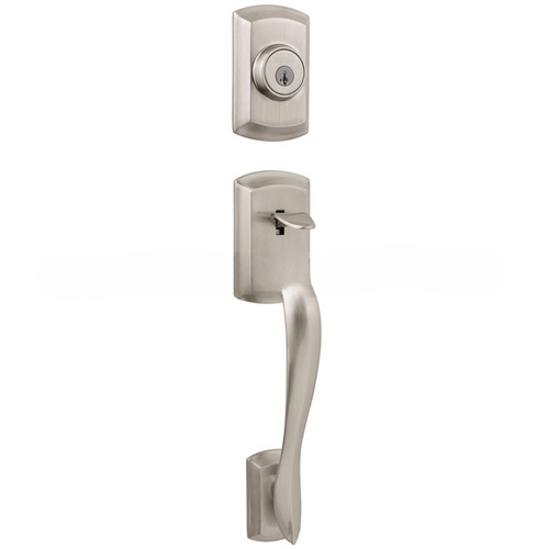 Avalon Single Cylinder Exterior Handleset SmartKey with RCAL Latch and RCS Strike Satin Nickel Finish