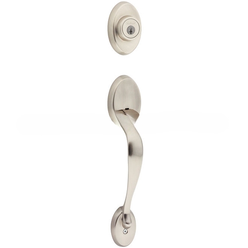 Chelsea Single Cylinder Exterior Handleset SmartKey with New Chassis and RCAL Latch and RCS Strike Satin Nickel Finish