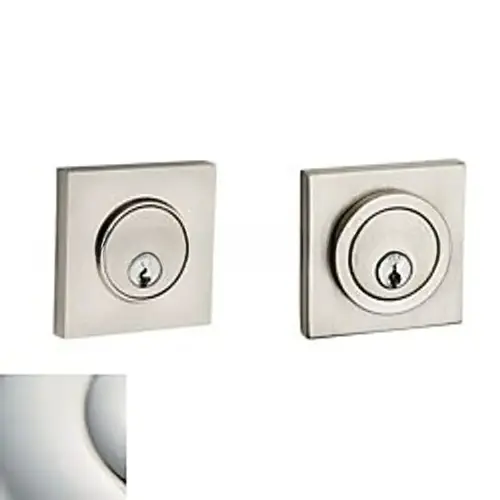 Contemporary Square Double Cylinder Deadbolt Lifetime Bright Nickel Finish