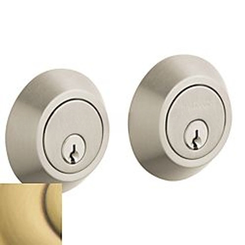 Contemporary 2-1/8" Double Cylinder Deadbolt Satin Brass with Brown Finish