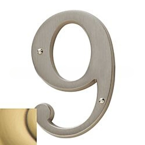 4-3/4" Carded House Number # 9 Satin Brass & Brown Finish