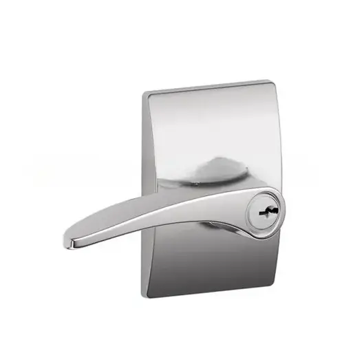 Manhattan Lever with Century Rose Keyed Entry Lock C Keyway with 16211 Latch and 10063 Strike Bright Chrome Finish