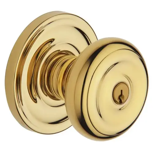 5214 Thick Door Colonial Knob Standard Keyed Entry Unlacquered Brass Finish