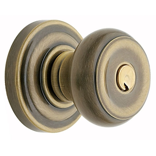 5214 Thick Door Colonial Knob Standard Keyed Entry Antique Brass Finish