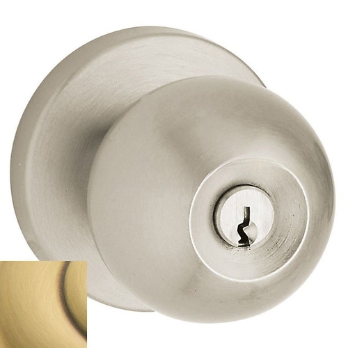 5215 Contemporary Knob Emergency Egress Keyed Entry Satin Brass With Brown Finish