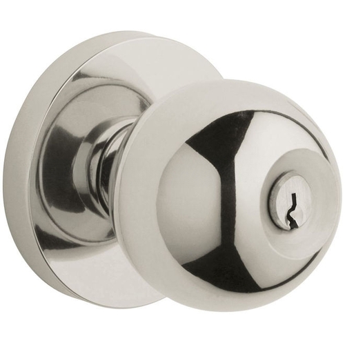 5219 Thick Door Contemporary Knob Standard Keyed Entry Lifetime Bright Nickel Finish