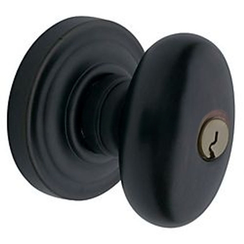 5225 Egg Knob Emergency Egress Keyed Entry Satin Black By Lifetime Bright Nickel Finish