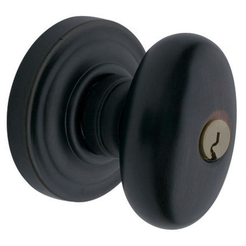 5226 Thick Door Egg Knob Emergency Egress Keyed Entry Satin Black Finish