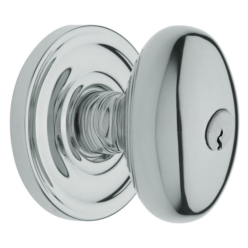 5229 Thick Door Egg Knob Standard Keyed Entry Bright Chrome Finish